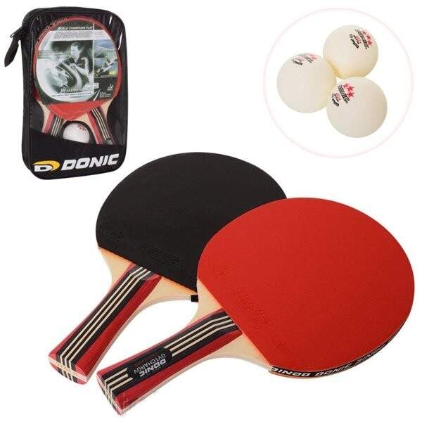 Ракетка MS 2197 (30шт) 2шт, дерев'ян, 26см, кульки 3шт40мм, в чохлі, 17-27-3,5см (шт.)