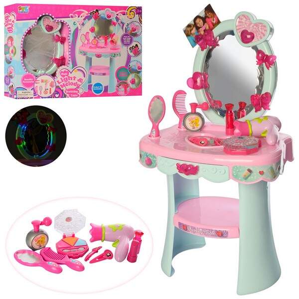 Трюмо 16813 (8шт) 32-23-в56см, фен, гребінець, флакони, муз, св, на бат-ці, у кор-ці, 38-54-10см (шт.)