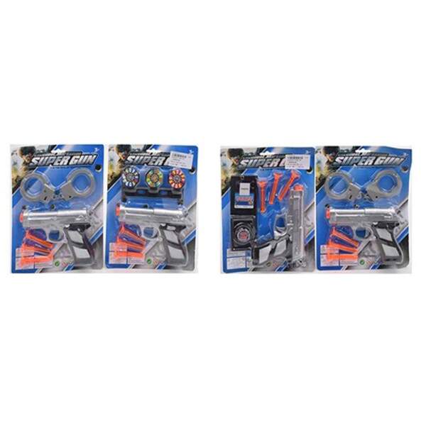 Набор с оружием 168N-K-28 (150шт) пистолет15см, пули-присос,3в(мишень/наручники),на листе, 19-25-3см (шт.)