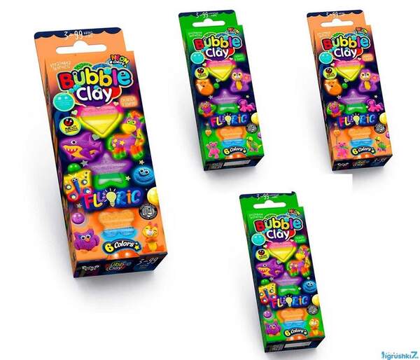 Креативна творчість "BUBBLE CLAY "FLUORIC" 6 кольорів укр (30) BBC-FL-6-01U,02U (шт.)