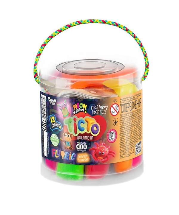 Креативна творчість "Тісто для ліплення "FLUORIC" туба 12 кольорів укр (12) TMD-FL-12-01U (шт.)
