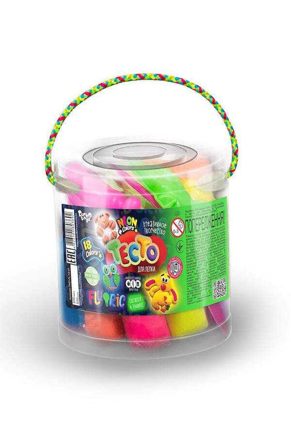 Креативна творчість "Тісто для ліплення "FLUORIC" туба 18 кольорів укр (8) TMD-FL-18-01U (шт.)