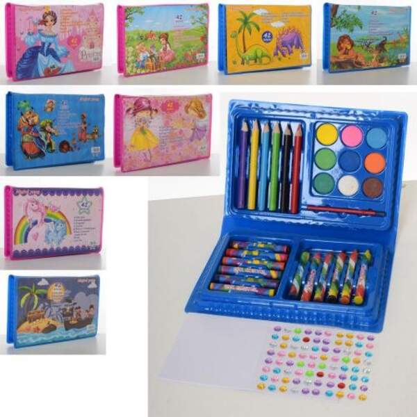 Набір для творчості MK 3133-2 (72шт) олівці, акв.фарби,крейда, 42предм, 8видів,у пеналі, 17,5-12-3см (шт.)