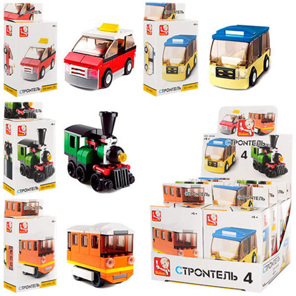 Конструктор SLUBAN M38-B0598 (144шт) транспорт, в кор-ці, 8шт (4 види) в дисплеї, 19-19,5-16,5см (шт.)