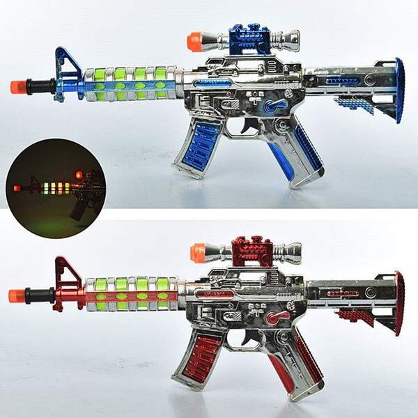 Автомат 8300 (120шт) 40см, звук, світло, 2 кольори, на бат-ці, в кульку, 30-16-2,5см (шт.)