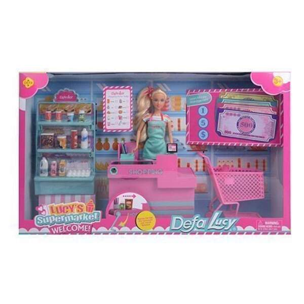 Лялька DEFA 8430-BF (6шт) 29см, магазин, прилавок, продукти, візок, в кор-ці, 56-33-10см (шт.)
