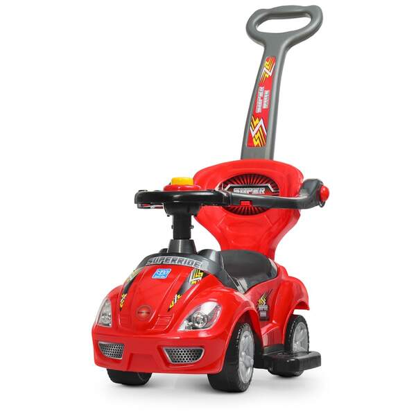 Каталка-толокар M 4205-3 (1шт) батьківська ручка, муз, руль-пискака, багажник під сидінням, червоний (шт.)