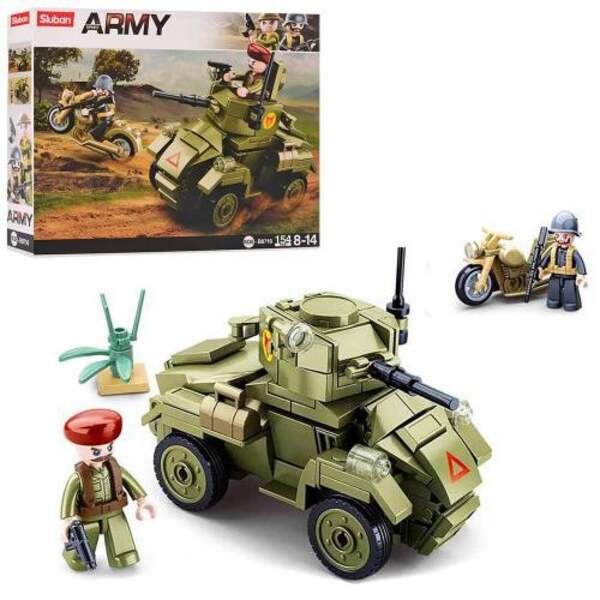 Конструктор SLUBAN M38-B0710 (60шт) військ., машина, мотоцикл, фігурки, 154дет, в кор-ці,24-19-4,5см (шт.)