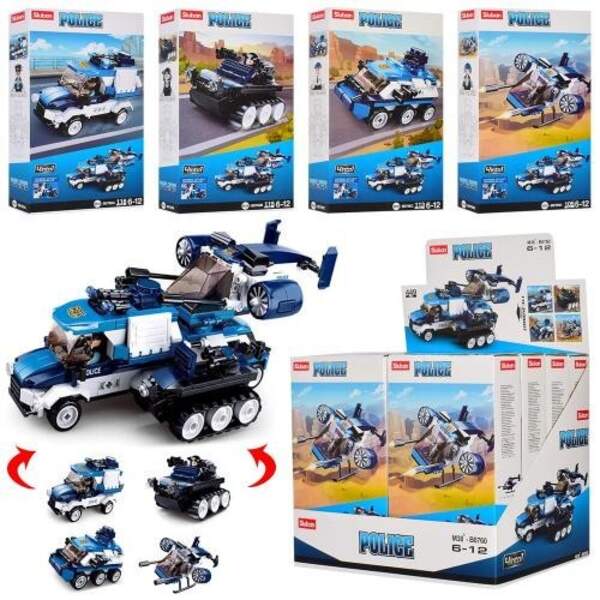 Конструктор SLUBAN M38-B0760 (64шт) військова техника,від105дет,кор,8шт(4вид) в дисплеї,29-24-19см (шт.)