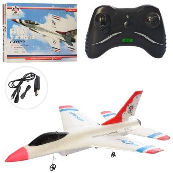 Літак FX-823 (6шт) р/к, акум, 38см, пінопласт, USBзарядне, в кор-ці, 43-33-8см (шт.)