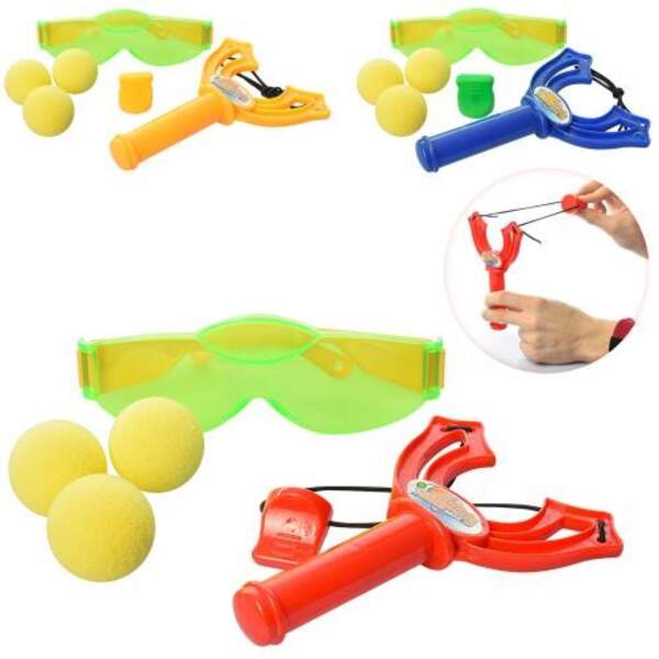 Рогатка M 6017 (240шт) 16см, мікс кольорів, м'ячики 3шт, окуляри, в кульку, 17-12-4см (шт.)