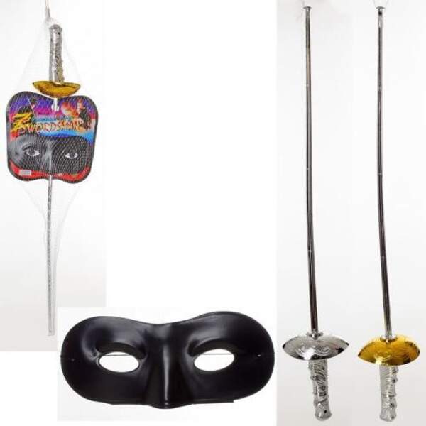 Меч 155A-C (168шт) шпага, 61см, маска, 2 кольори, на листі, в сітці, 61-18-9см (шт.)