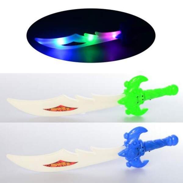 Меч F1559 (180шт) 37,5см, світло, 2 кольори, бат(таб), у кульку, 10-37,5-3см (шт.)