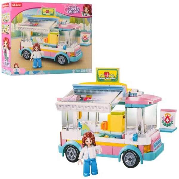 Конструктор SLUBAN M38-B0797 (32шт) автобус13,5см, мед.помощь, фигурка, 195дет,в кор-ке, 29-24-5,5см (шт.)