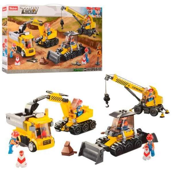 Конструктор SLUBAN M38-B0810 (12шт) стройтехника4шт,от11,5см,фигурки,465дет, в кор-ке, 27,5-28,5-7см (шт.)