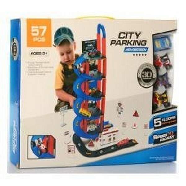 Гараж 0908-13A (24шт) 5поверх,транспорт, дорожні знаки, 57дет,в кор-ці, 43,5-31,5-6см (шт.)