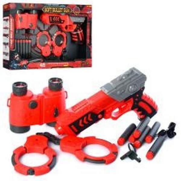 Набір зі зброєю FJ922 (18шт) пістолет19см, бінокль, наручники, кулі-присоски 6шт, в кор-ці, 36-24-5с (шт.)