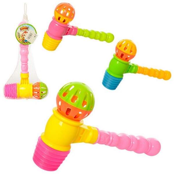 Молоточок 593-4 (264шт) з брязкальцем, звук, мікс квітів, в сітці, 22,5-12,5-5см (шт.)