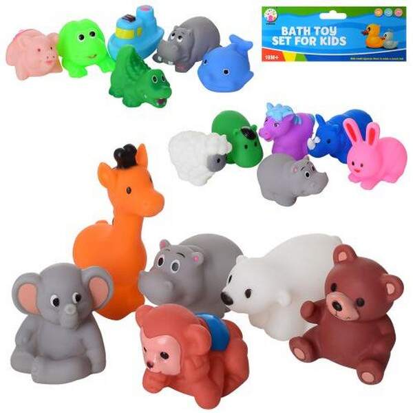 Пискавка OSB9825-35-36 (108шт) для купання 6шт, тварини, від 5,5см, 3види, у кульку, 20-20-5см (шт.)