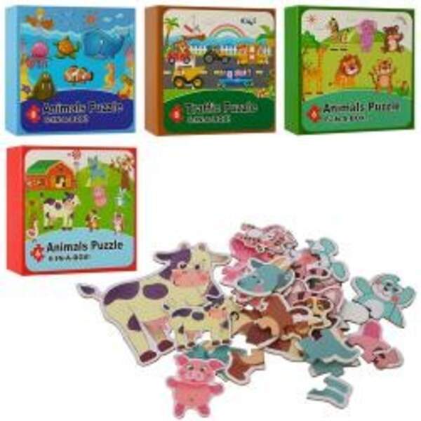 Дерев'яна іграшка Пазли MD 2558 (40шт) 4 види (транспорт/тварини), у кор-ці, 20-20-4см (шт.)