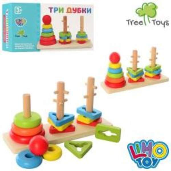 Дерев'яна іграшка Пірамідка-ключ MD 1321 (30шт) 3 шт., кільця 5 шт., 2 види, кор., 23-12,5-7,5 см. (шт.)