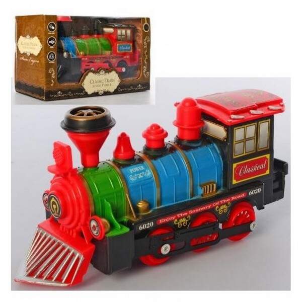 Паровозик 829-8 (48шт) 20см, муз, звук, світло, їздить, 2 кольори, на бат-ці, в кор-ці, 21,5-12,5-8с (шт.)