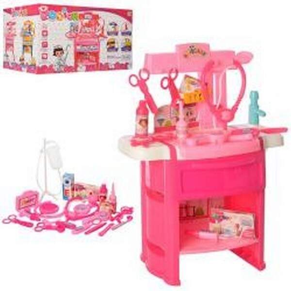 Лікар 8110D-2 (12шт) стіл 36-48-17,5см, мийка, стетоскоп, інструменти, окуляри, на листі, 30-18-19см (шт.)