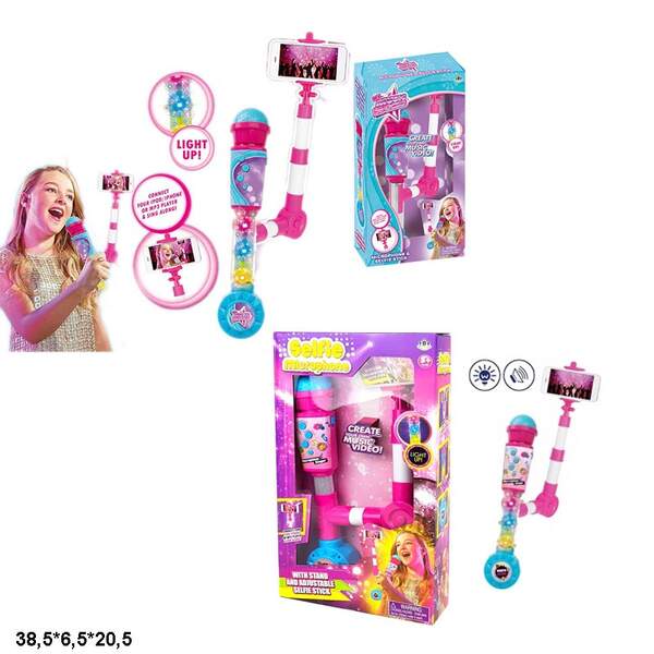 Селфі-Мікрофон MY6611-31/MY6611-31-W батар.муз.світ.кор.38,5*6,5*20,5 /60/ (шт.)