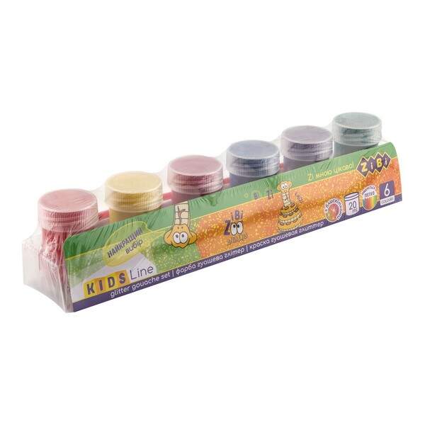 Гуаш 6 кол. х 20мл, GLITTER ZB.6691 ( 1/24/72шт) (шт.)