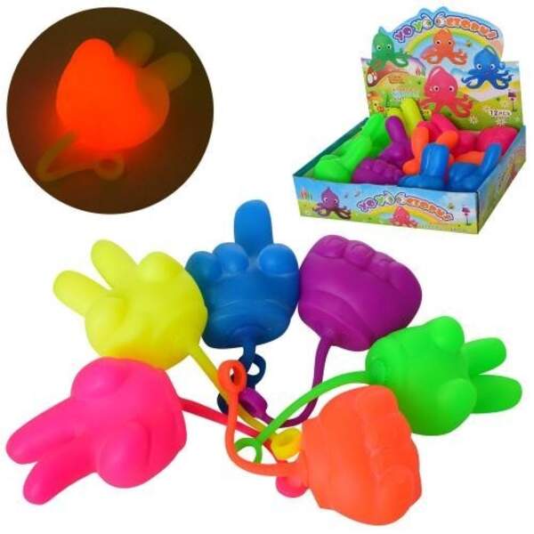 М'яч дитячий MS 2686 (144шт) антистрес, долоня 7см, св, бат-таб, 12шт (3в) в дисплеї, 25-6-20см (шт.)