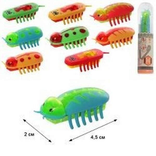 Гра 3301A-B-D (120шт) робот-жук, 5,5см, вібро, їздить, мікс видів/кольор, бат-таб, в колбі, 12-3-3см (шт.)