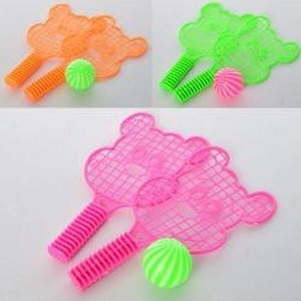 Ракетка MR 0135 (600шт) дитяча 2шт, 15,5см, м'ячик 1шт, 3см, 3 кольори, в кульку, 11-19-3см (шт.)