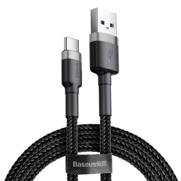 Кабель Baseus Cafule Cable USB for Type-C 2A 2M Gray/Black (CATKLF-CG1) (шт.)
