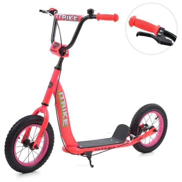 Самокат SR 2-043-1-P (1шт) дорослий, сталь, 2 кол-гума 12д, підніжка 28-11см, ручне гальмо, рожевий (шт.)