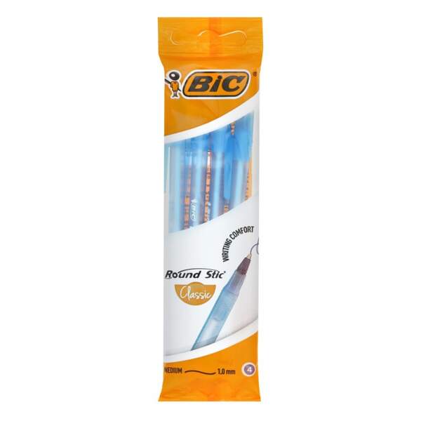 Ручка "Раунд Стік", синя, 4шт в блістері bc944176  ( 1/20шт) ціна за блістер (шт.)