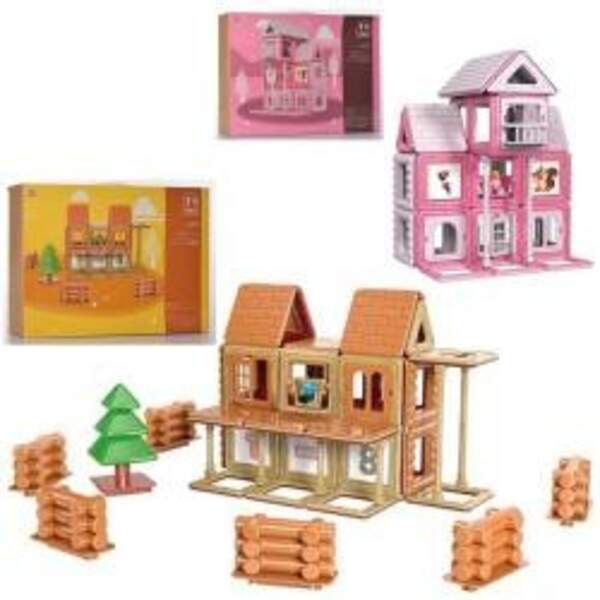 Конструктор 689-54-55 (12шт) магнітний, будинок, 71дет, 2види, в кор-ці, 42,5-31-7см (шт.)
