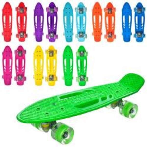 Скейт MS 0459-1 (8шт) пенні, 55,5-14,5см, алюм.підвіска, колеса ПУ, світло, 8 кольорів, в пакеті (шт.)