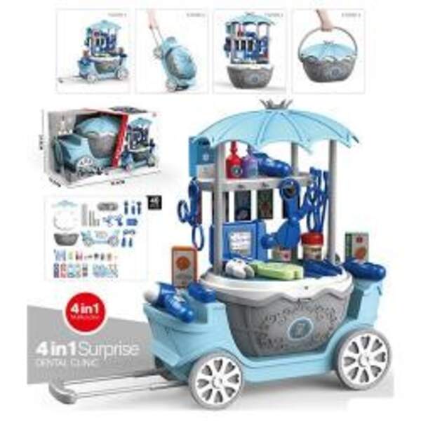 Лікар  25713 (18шт) 4в1 (візок, валізка, стіл, кошик), мед.інструменти, 40предм, в кор-ці, 36-22-20с (шт.)