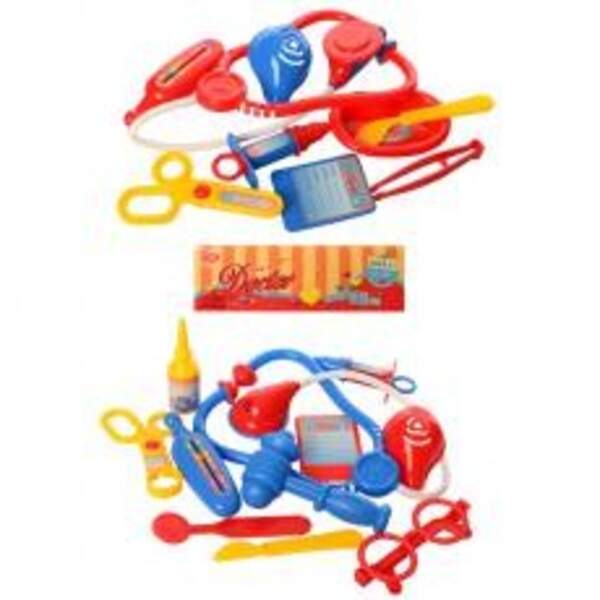 Лікар KJ941A-1-A-2 (120шт) стетоскоп,ножиці,шприц,термометр,окуляри,2види,в кульку18-27-3см (шт.)