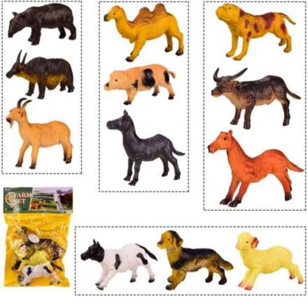 Тварини 3435/4 (144шт/2) 4 види мікс по 3 тварин, пищалки, в пакеті 23 * 34 см, р-р іграшки - 15 см (шт.)
