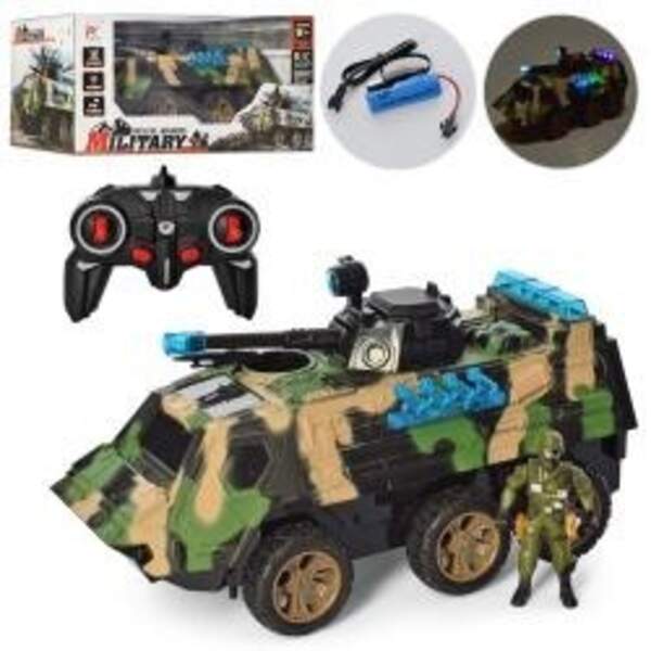 Танк FN001 (12шт) р/к, акум, 32см, фігурка 10см, звук, світло, USBзарядне, в кор-ці, 41-20,5-22см (шт.)