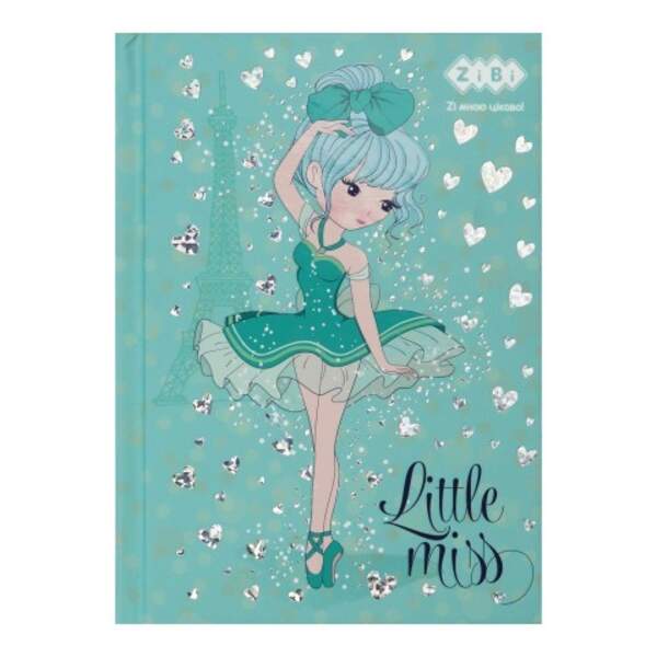 Блокнот LITTLE MISS, А-6, 64л., кл., тв. обкл., мат. лам.+лак, гліт, бірюзовий ZB.12714-06 (шт.)