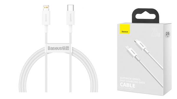 Кабель Baseus Superior Series Fast Charging Type-C to Lightning PD 20W 1 м White (CATLYS-A02) (шт.)
