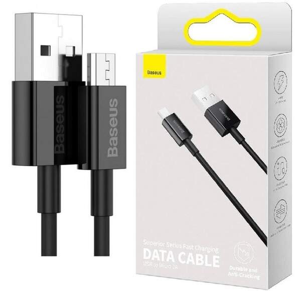 кабель Baseus Superior  Series Fast Charging Data Cable USB to Micro 2A 1m Black (CAMYS-01) (шт.)