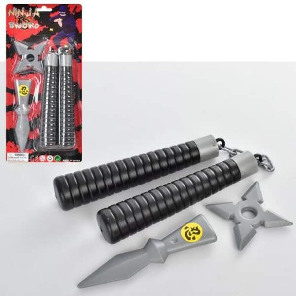 Набір зі зброєю 634-35 (240шт) сюрікен, нунчаки, ніж, на листі, 15-31-4см (шт.)