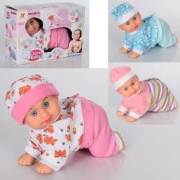 Пупс 3327-2 (48шт) 18см, повзає, звук, 3 види, на бат-ці, в кор-ці, 16,5-12-7см (шт.)
