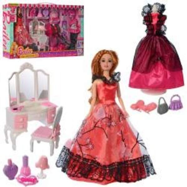 Меблі 2748 (12шт) вітальня, трюмо, лялька шарнірна 29см, вбрання, аксесуари, в кор-ці, 59-34-9см (шт.)