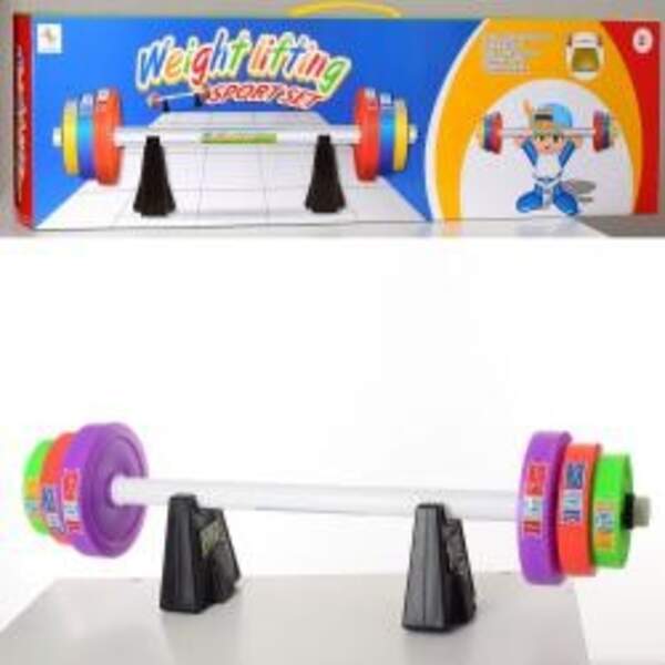 Гра MR 0172 (12шт) пауерліфтинг,штанга,80,5см,набір млинців 6шт(350мл,500мл,750мл),кор, 81-22-8,5см (шт.)