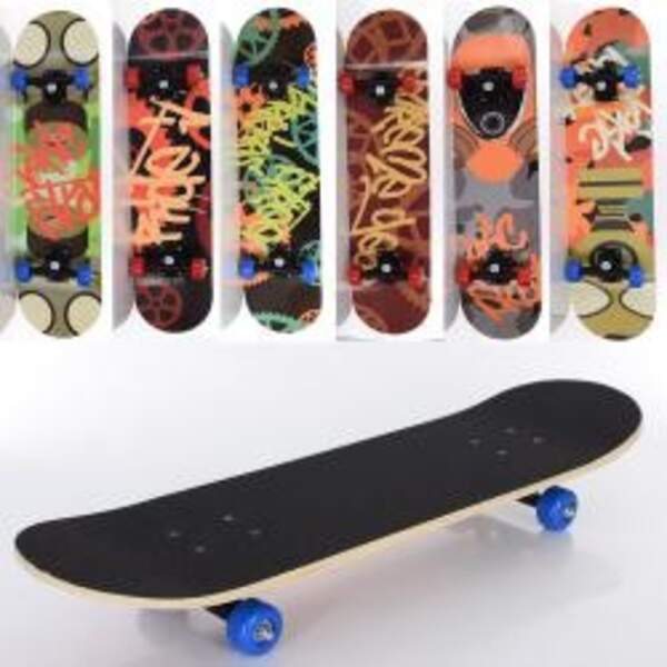 Скейт MS 0322-5 (6шт) 78-20см (наждак), підвіска пластик, кол ПВХ, підш608Z, 7 шарів, мах 40кг, 6 ви (шт.)