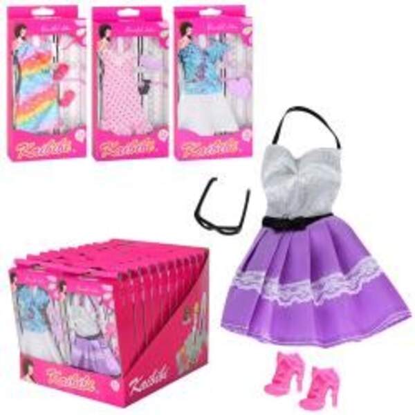 Лялькове вбрання BLD324-1 (144шт) плаття, аксесуар, в кор-ці, 24шт(4вида)в дисплеї, 28-22,5-22см (шт.)